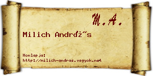 Milich András névjegykártya